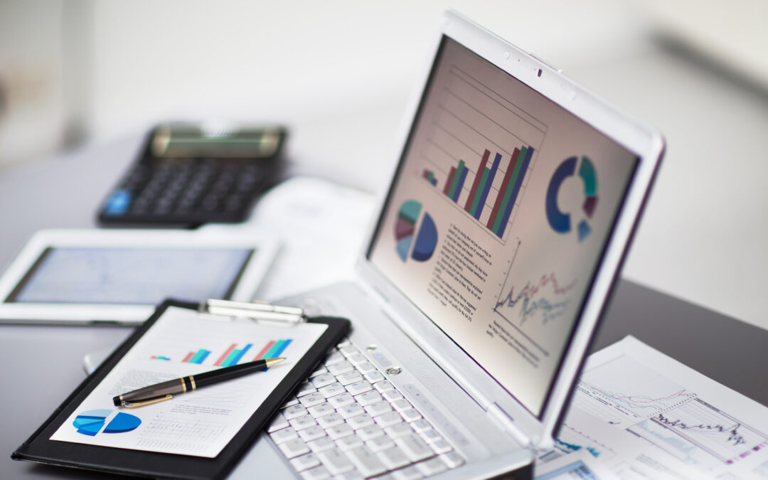 Businessman analyzing investment charts with laptop. Accounting