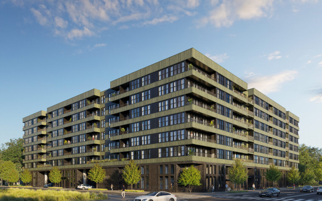 Exterior Rendering Corner of Poindexter + S Tryon
